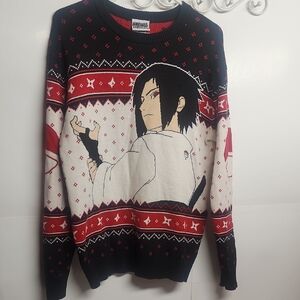 Ripple Junction Naruto Shoppuden Black and Red Anime Graphic Sweater Sz M